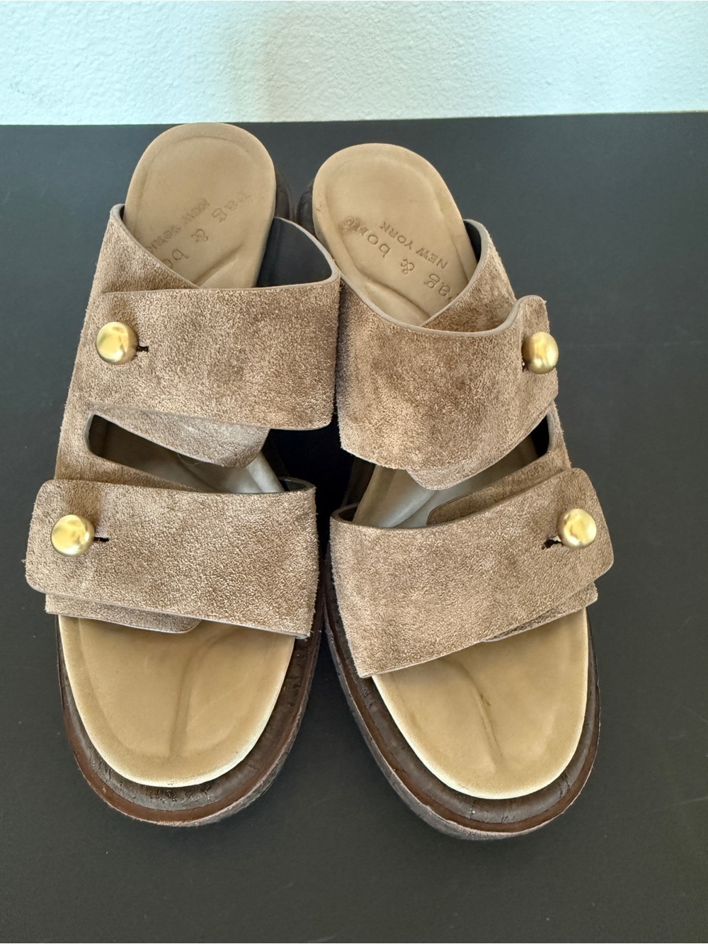 Rag & Bone Sommer Wedge Sandals Taupe Suede Platform EU 37 - Picture 3 of 13